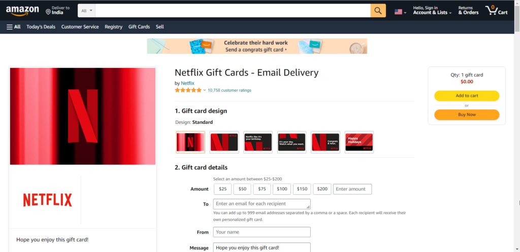 netflix gift card